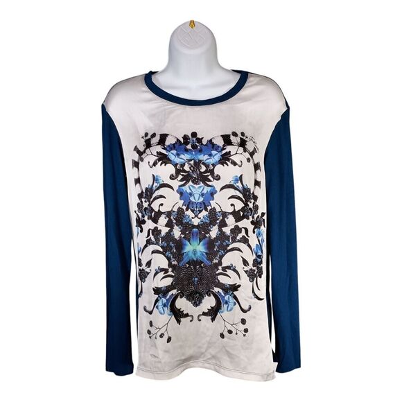 Just Cavalli Long Sleeve Blouse Top Floral Crew Neck Women's XXS - Picture 1 of 6